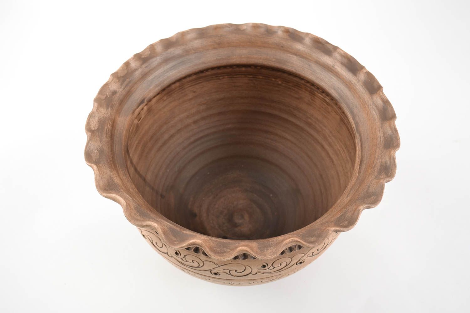 Pote de cerámica para cocer al horno con ornamento hecho a mano 5 litros foto 4