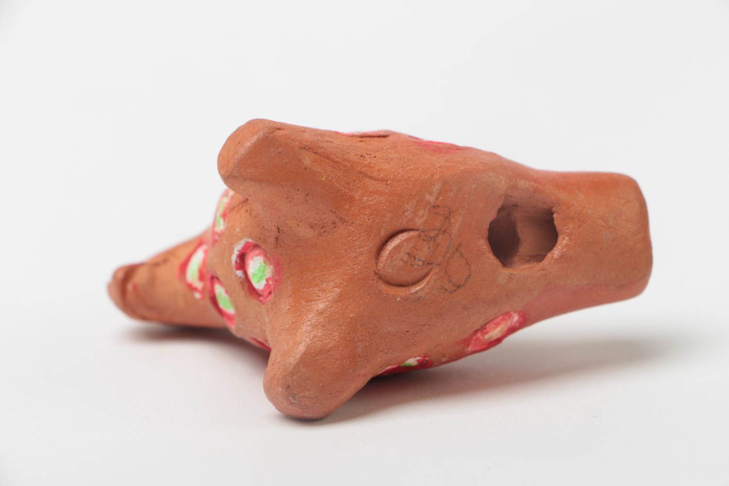 Глиняная свистулька экологически чистая игрушка ручной работы в виде барашка фото 4
