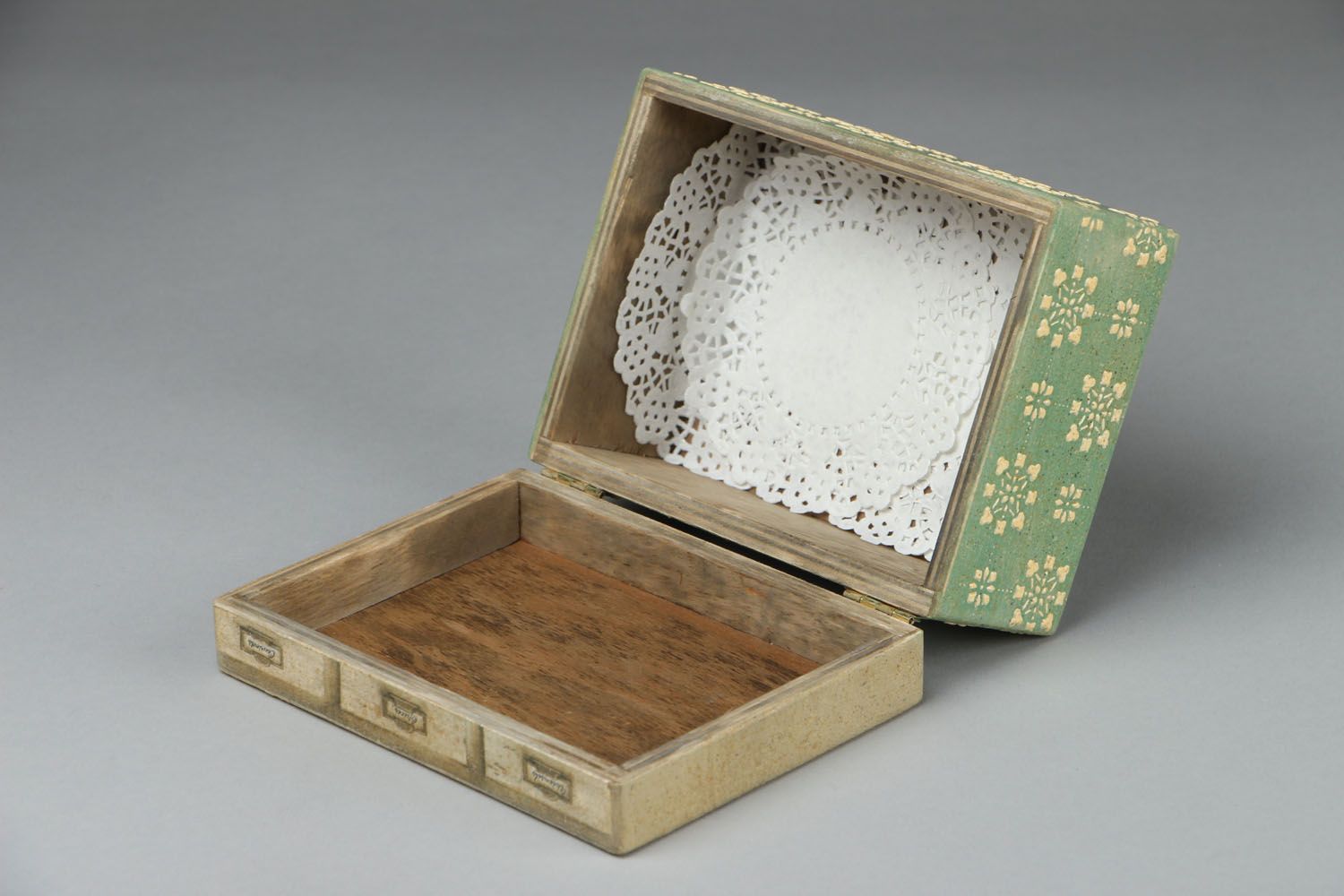 Boîte en bois décorative faite main photo 2