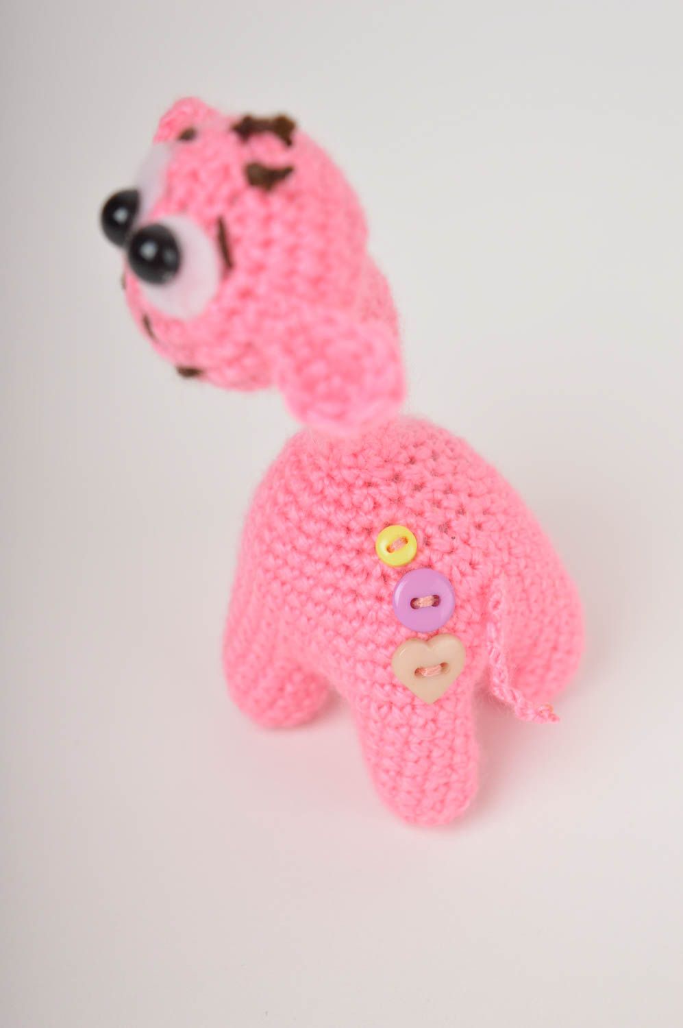 Knitted stuffed pink giraffe. 5 inches tall. A little gift for a baby girl photo 4