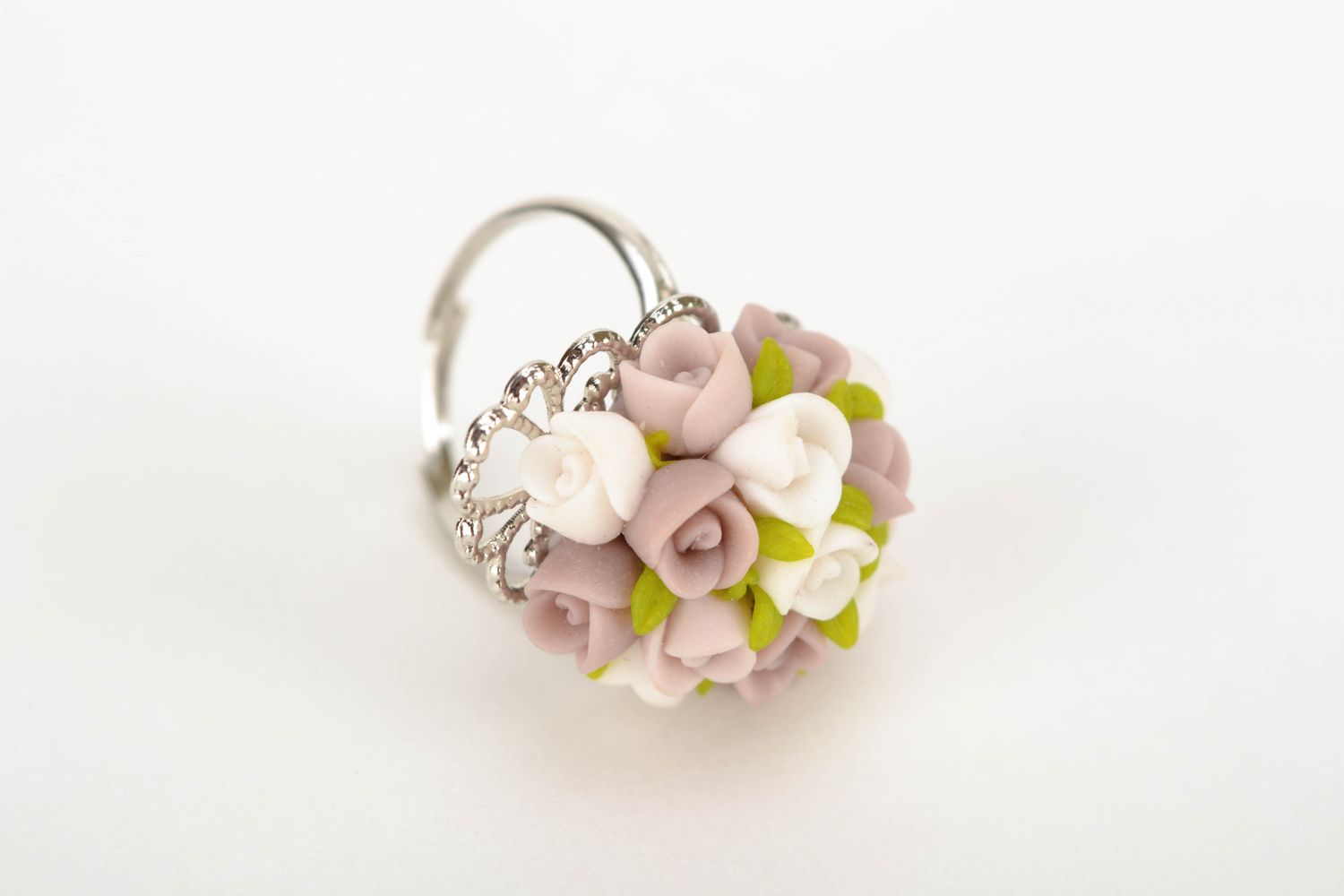 Polymer clay flower ring photo 3