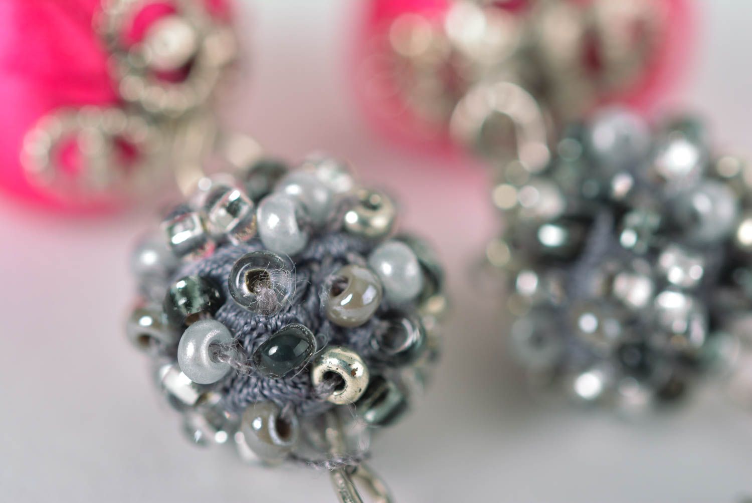 Handmade stylish earrings crimson earrings beaded textile earrings gift for her photo 5