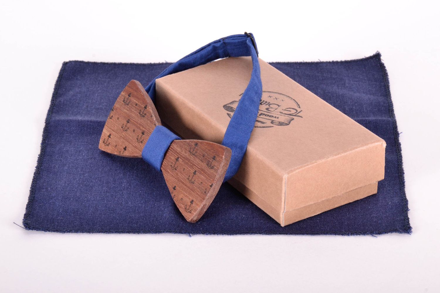 Wooden bow tie Blue Sea photo 3