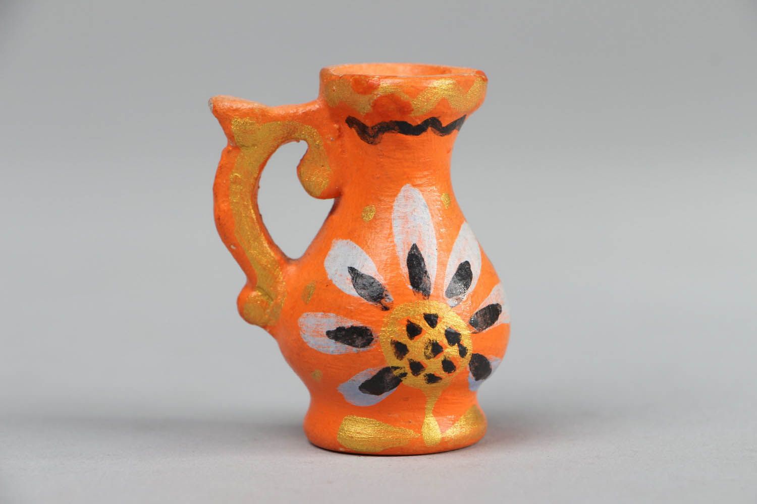 2 inches clay shelf decorative pitcher vase in orange color 0,06 lb photo 1
