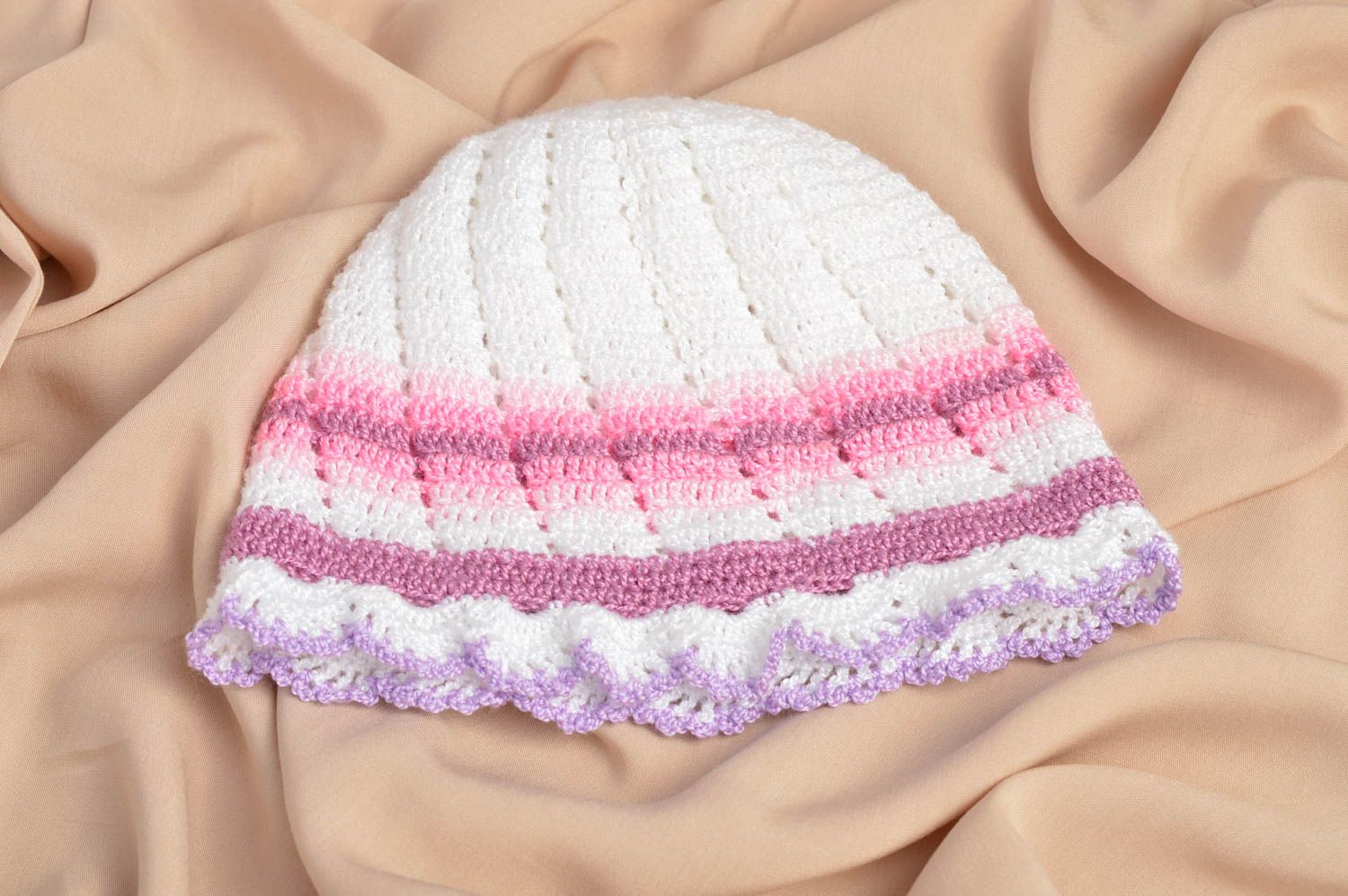 Bonnet tricot Chapeau au crochet fait main acrylique coton Vêtement enfant photo 1