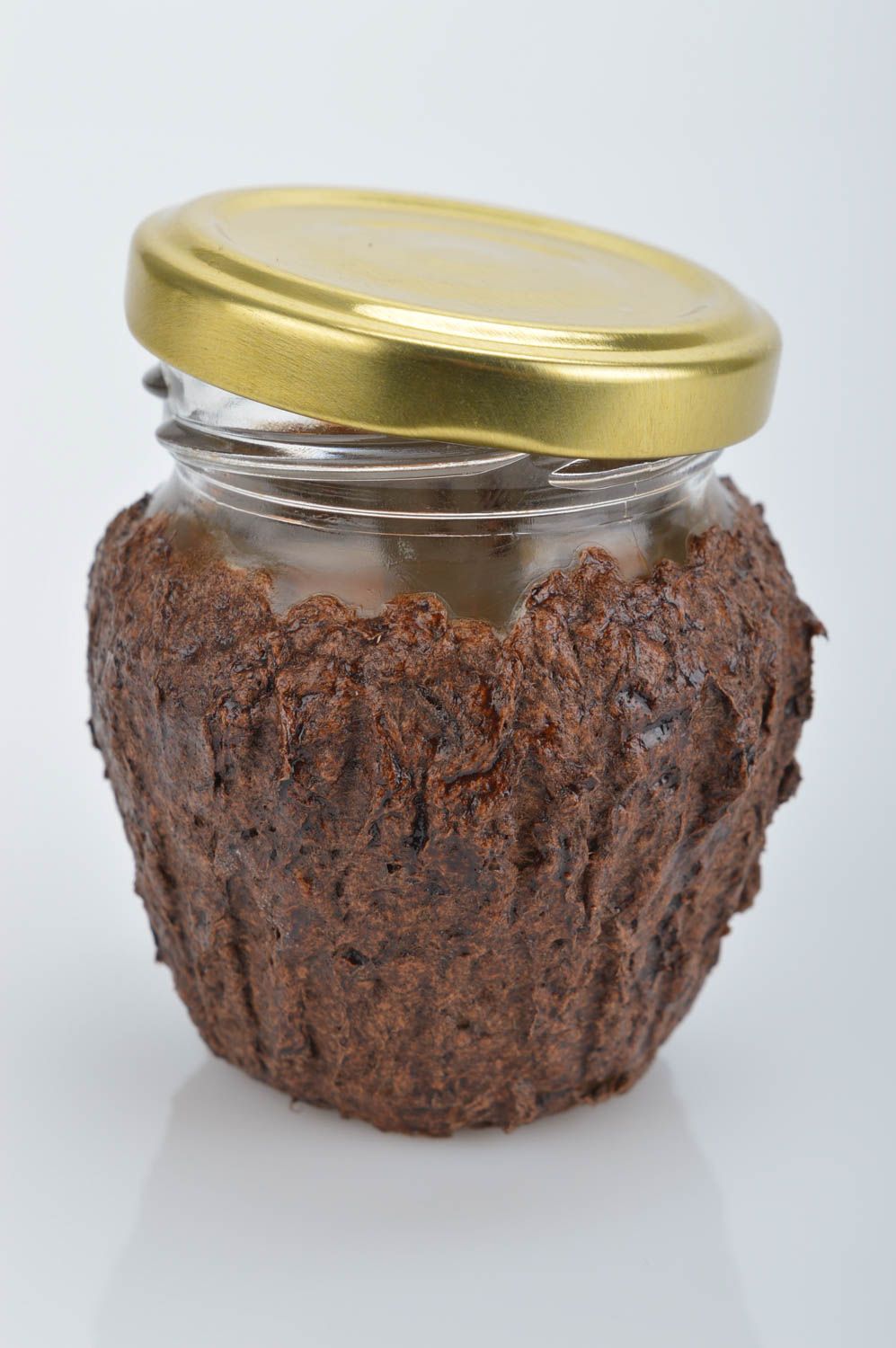 5 oz glass jar with lid covered with brown cellulose 0,26 lb photo 2