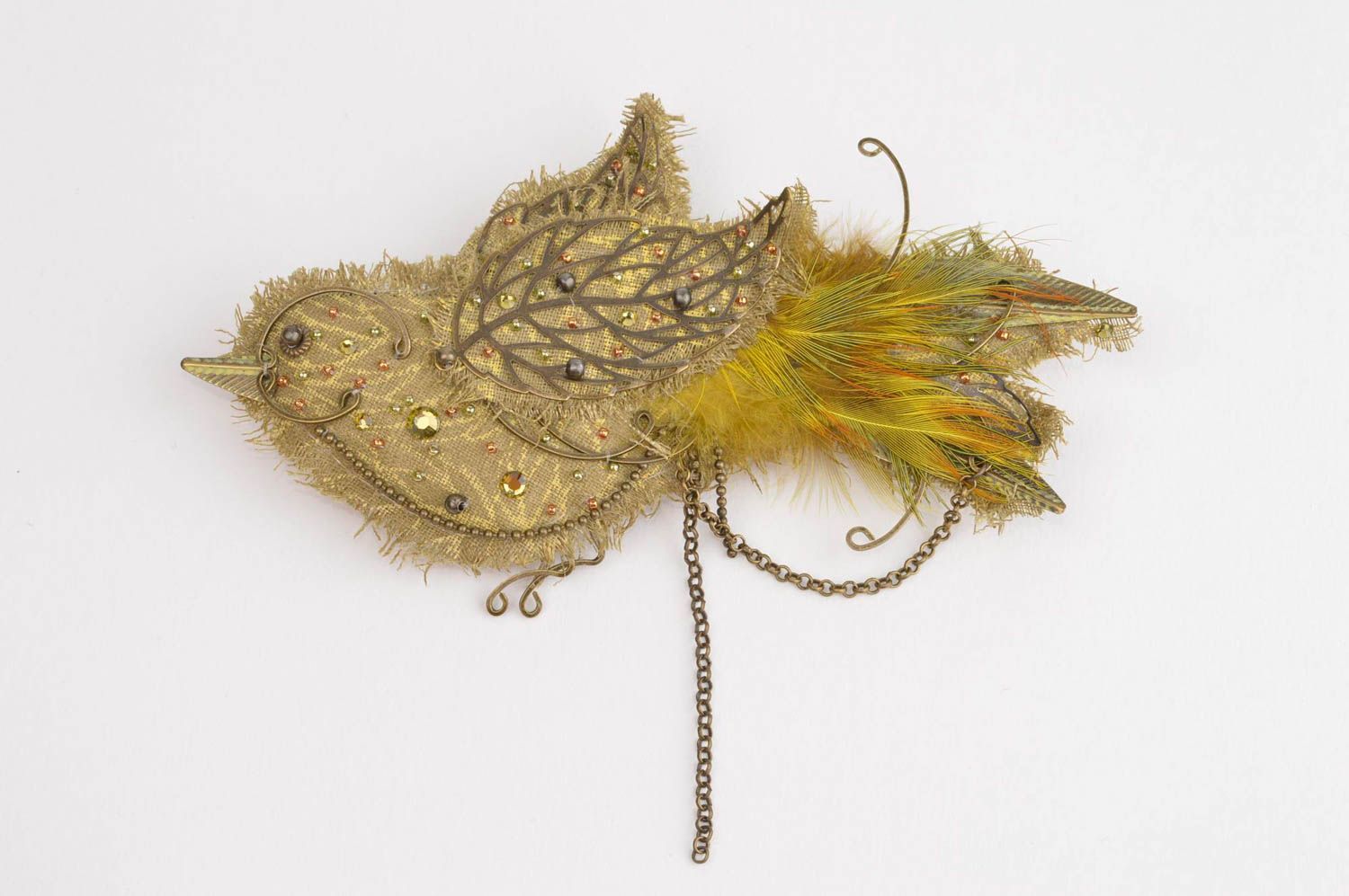 Unusual designer brooch handmade accessory bird shaped brooch women gift photo 2