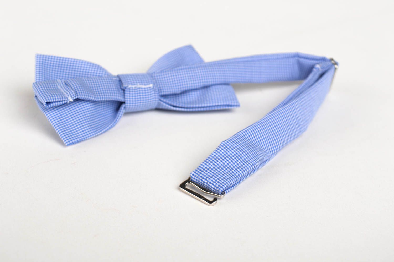 Handmade blue bow tie unusual textile bow tie universal stylish accessory photo 3