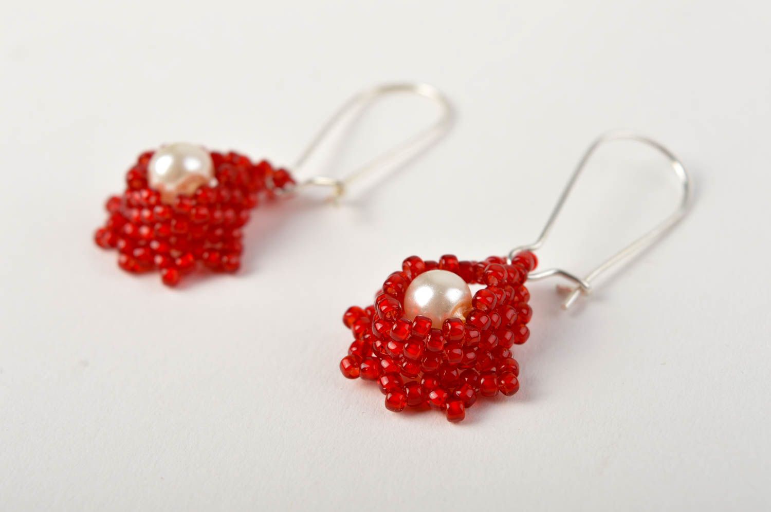 Handmade festive jewelry unusual cute accessory red earrings gift for her photo 2
