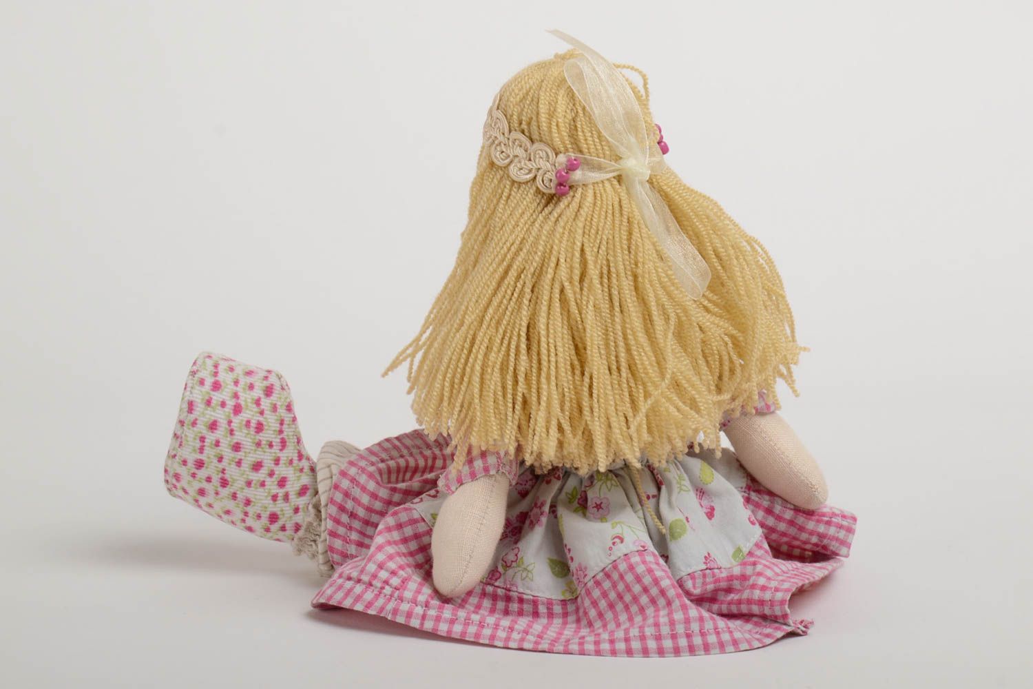 Handmade soft doll made of natural fabrics beautiful unusual Varvara photo 4