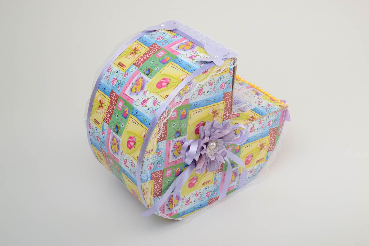 Caja de regalo original artesanal decorada decorativa Cochecito de bebé foto 4