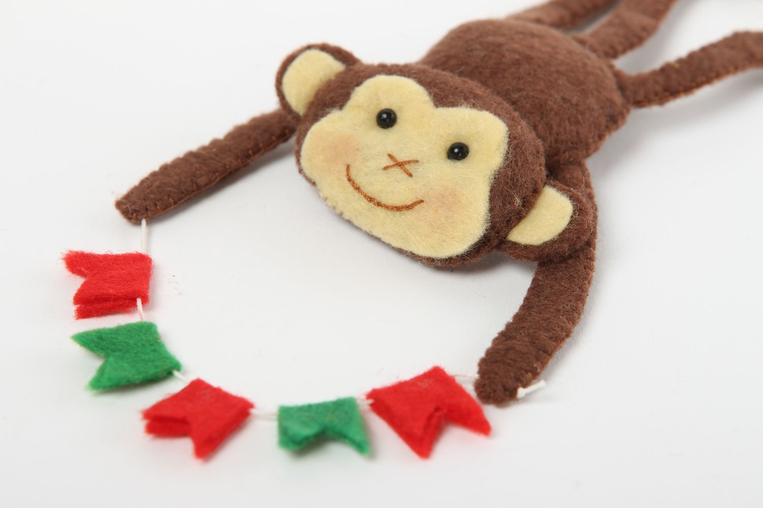 Déco fait main Jouet à suspendre singe en feutre design Décoration Noël photo 3
