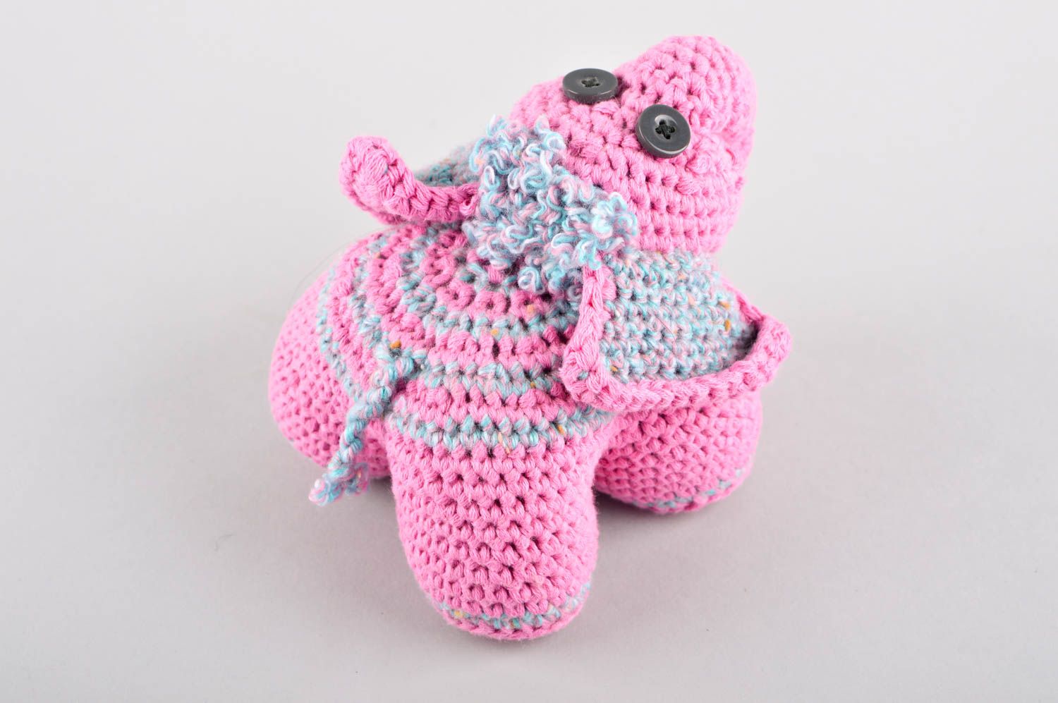 Jouet éléphant rose Peluche faite main tricotée originale Cadeau pour enfant photo 4