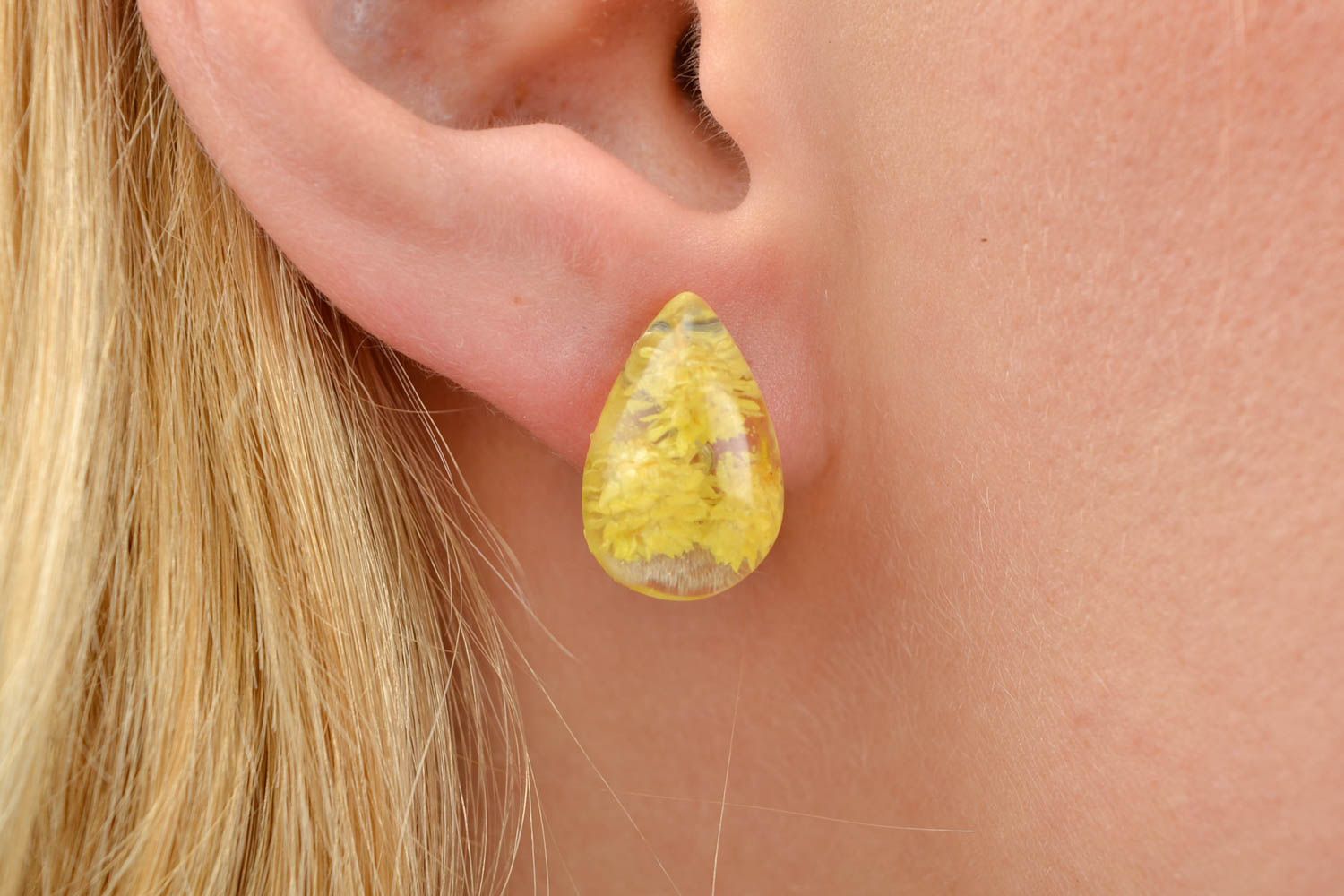 Damen Ohrringe handgemacht Ohrringe Stecker Juwelier Modeschmuck gelb Tropfen foto 2