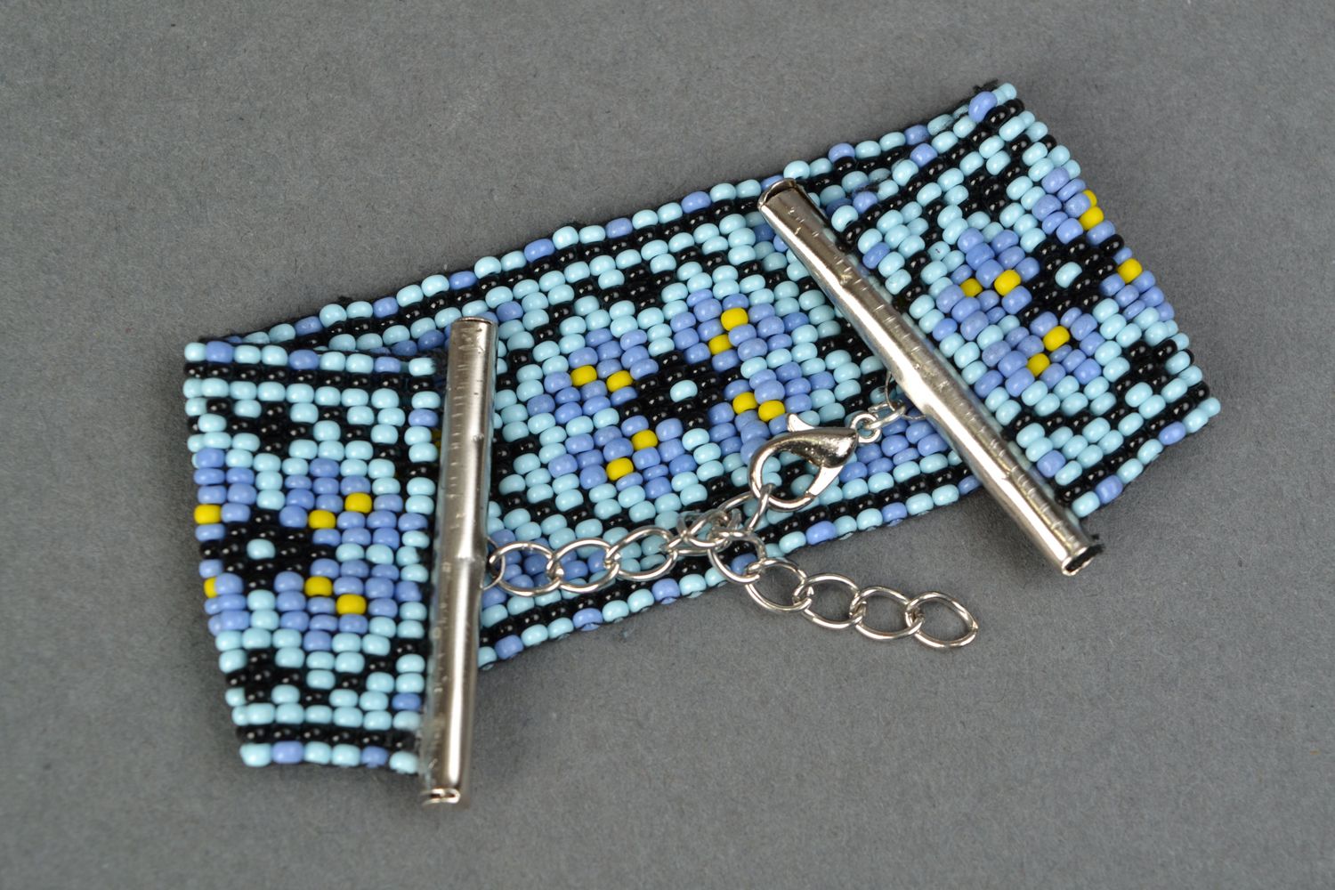Bracelet en perles de rocaille original bleu photo 4