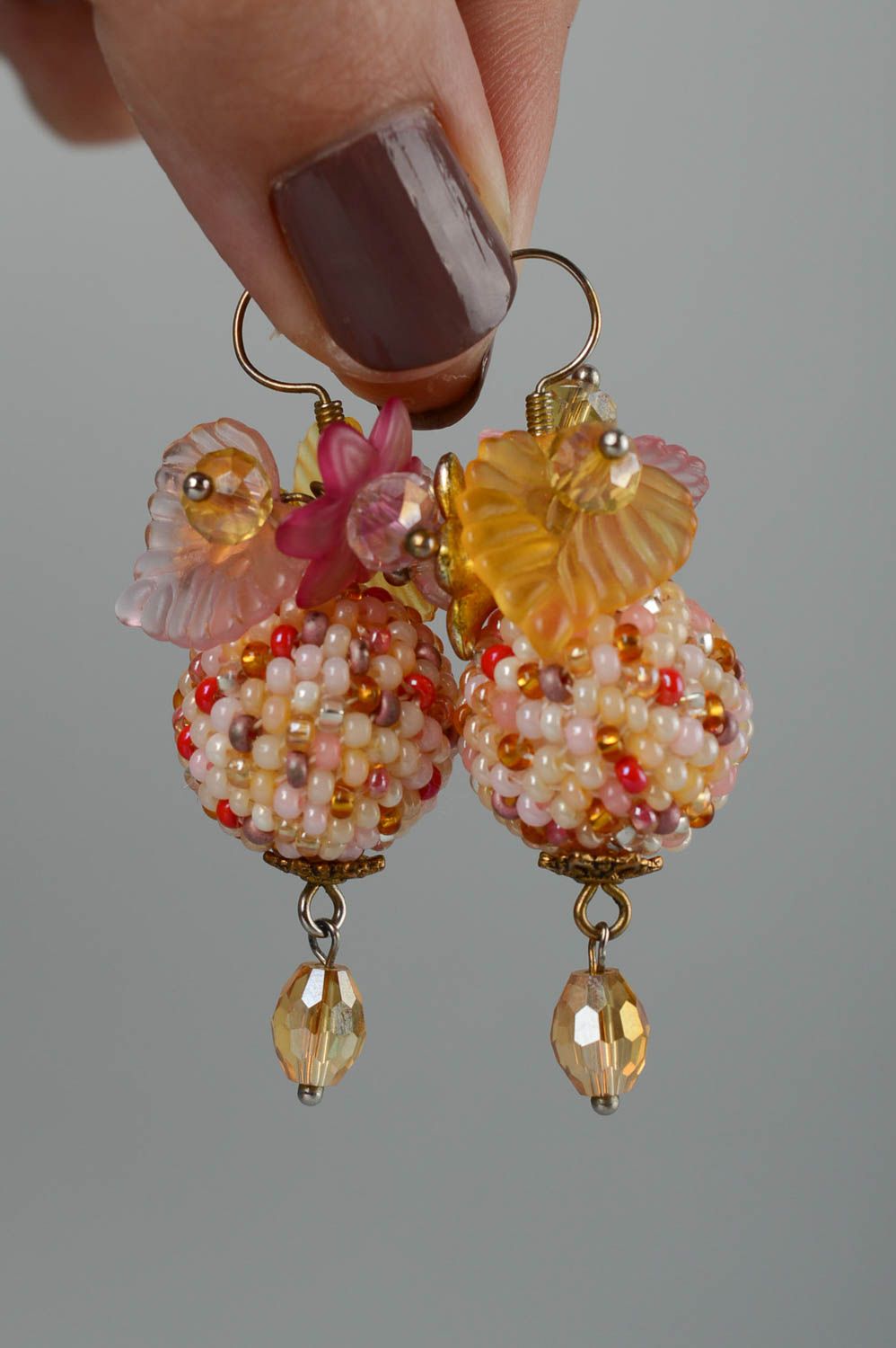 Handmade earrings with beads and crystals fashion dangle earrings girl gifts  photo 5