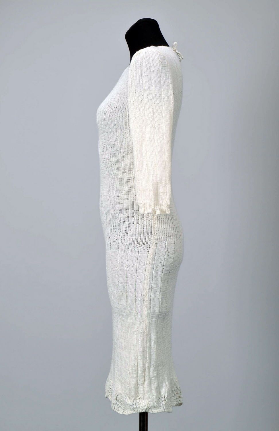 Белое вязаное платье фото 4