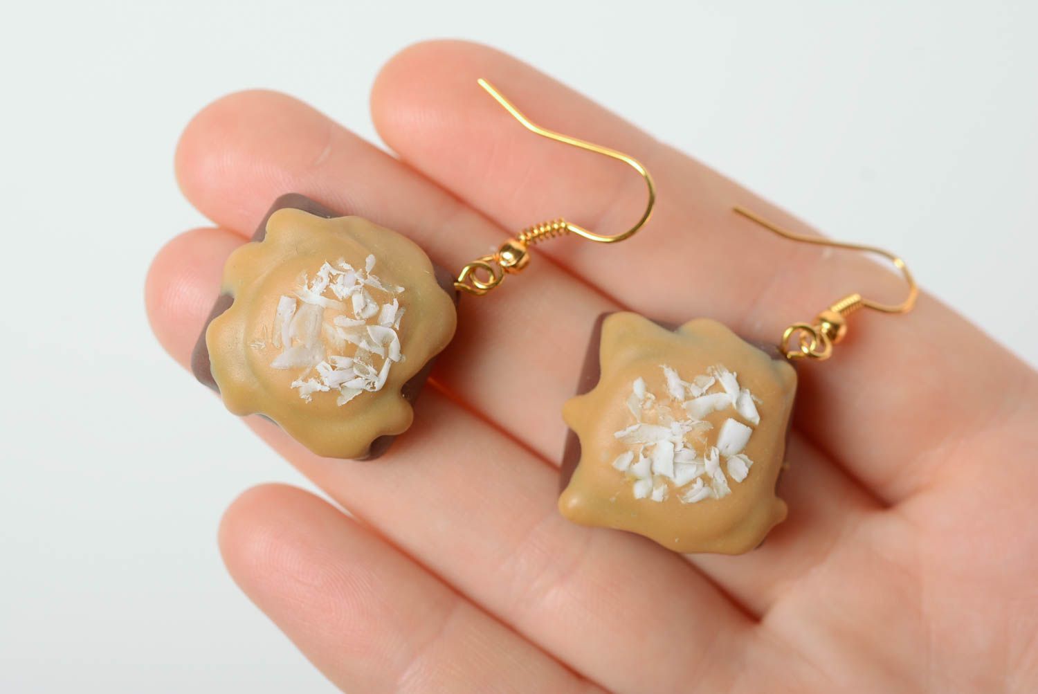 Beautiful handmade polymer clay earrings with confectionery charms photo 3