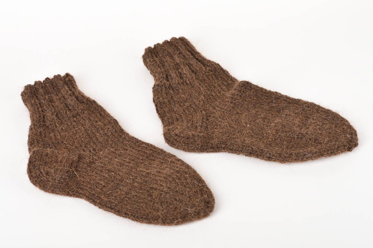 Wolle Socken handgemacht warme Damensocken gehäkelt warme Wintersocken braun foto 3