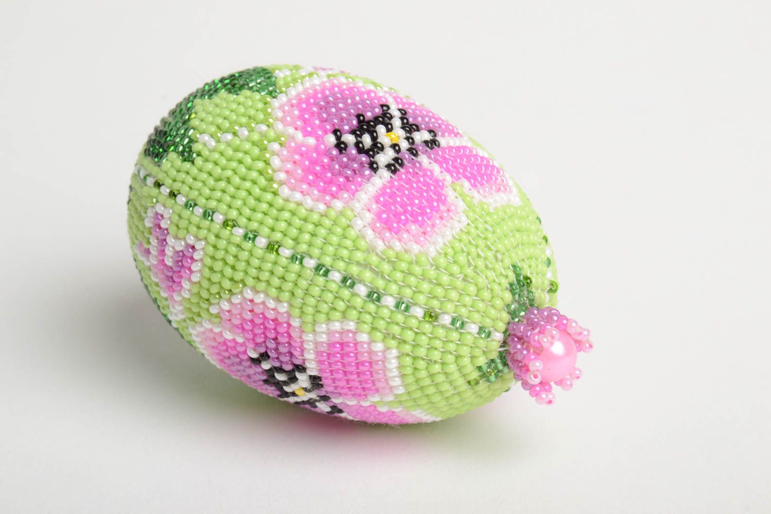 Huevo original de abalorios hecho a mano elemento decorativo regalo para Pascua foto 2