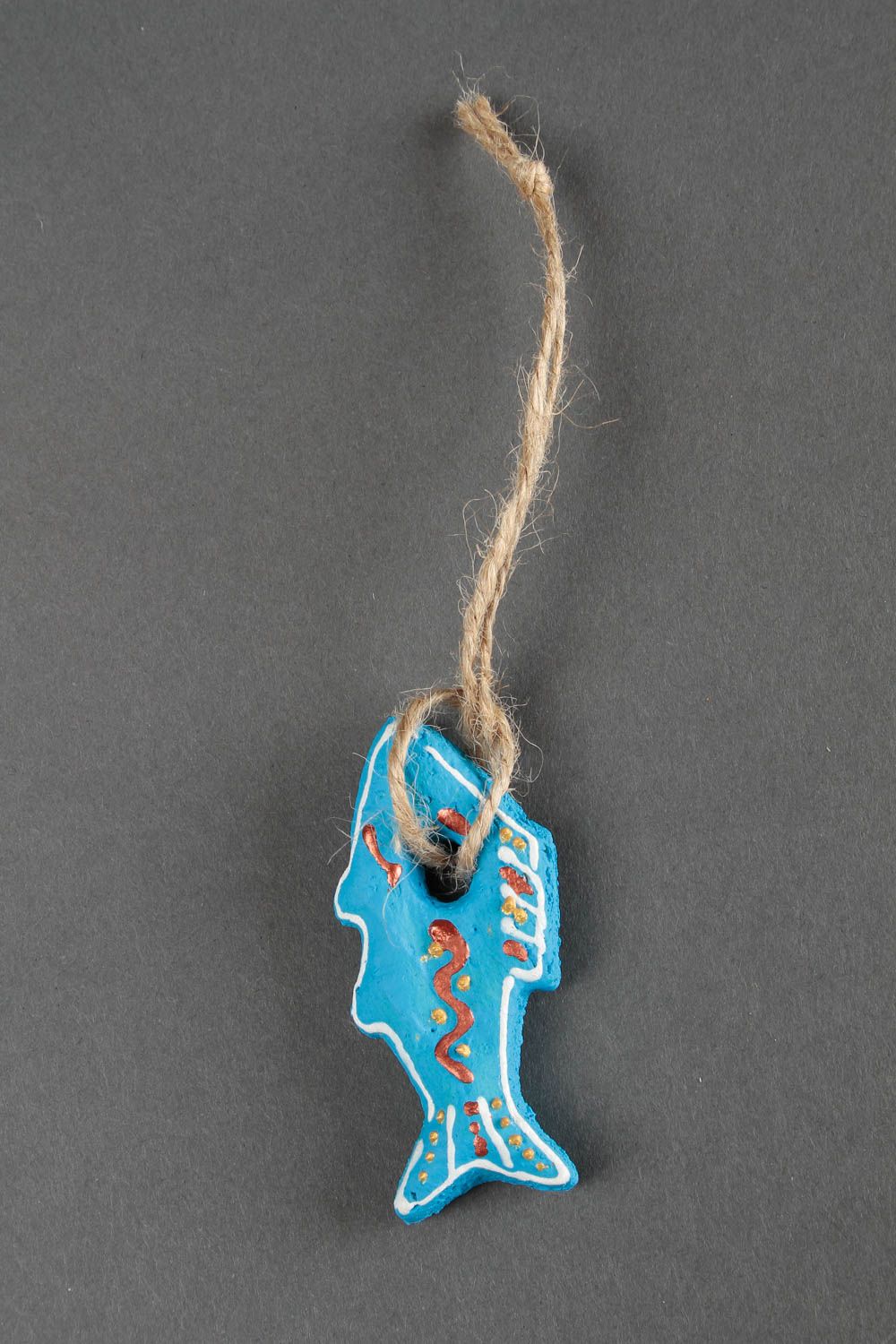Blauer Fisch Deko für Weihnachten handmade Salzteig Figur Wohn Accessoire foto 3