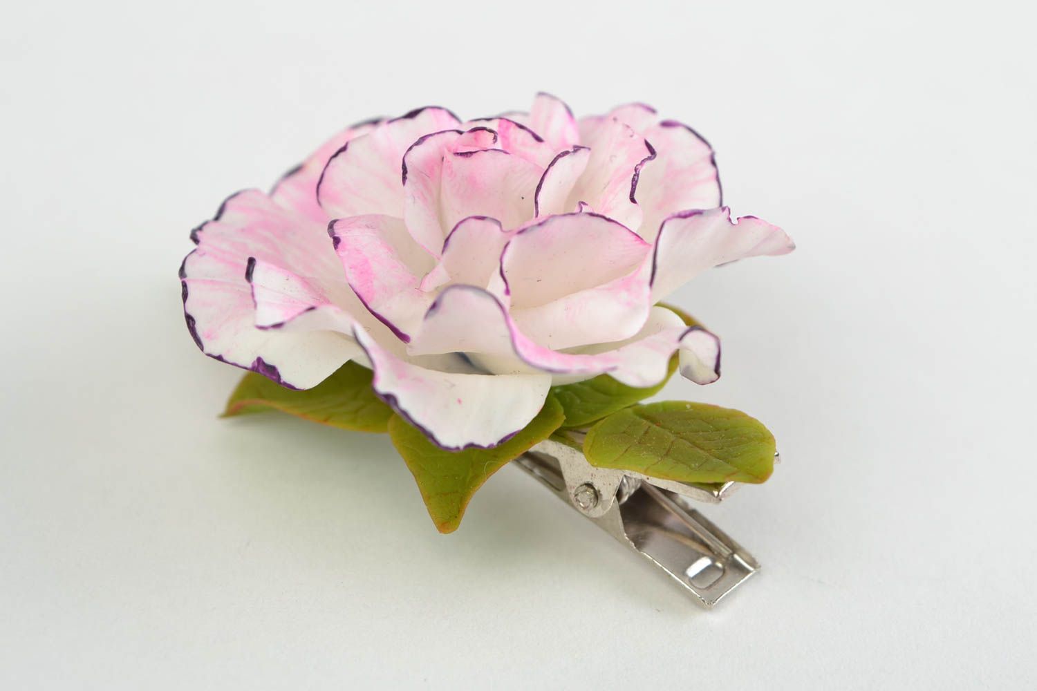 Handmade designer cold porcelain hair clip with volume flower photo 4