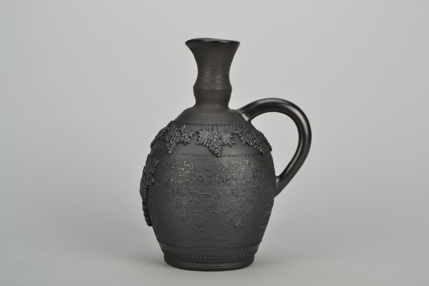 45 oz black ceramic wine decanter carafe with handle 2 lb photo 3