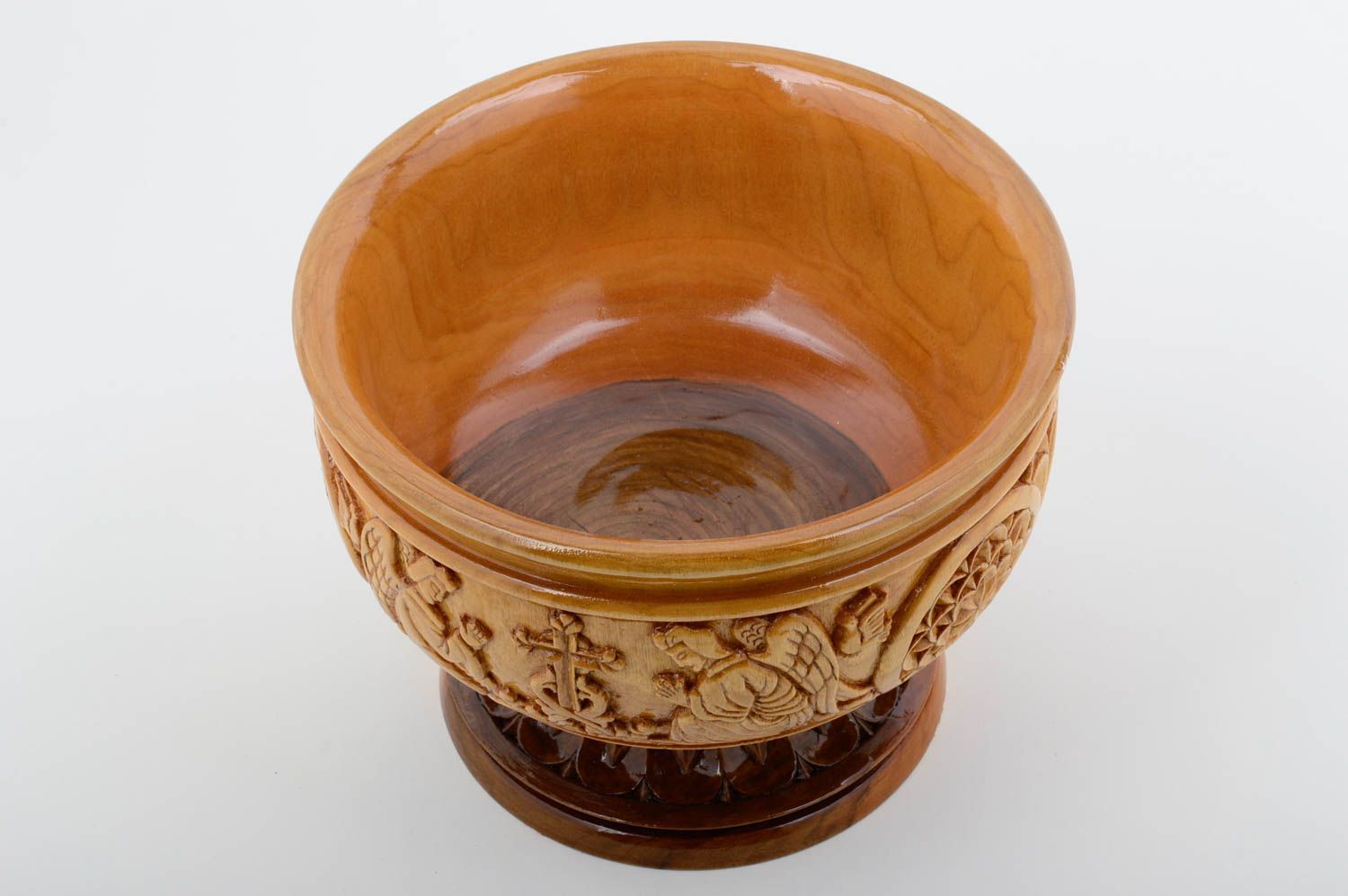 9 inches wide wooden centerpiece hand carved bowl vase for table décor 7 inches, 3 lb photo 2