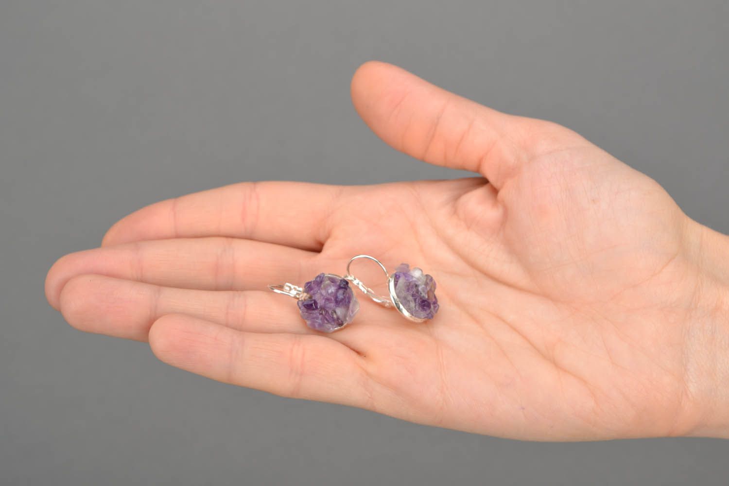 Earrings with amethyst photo 2