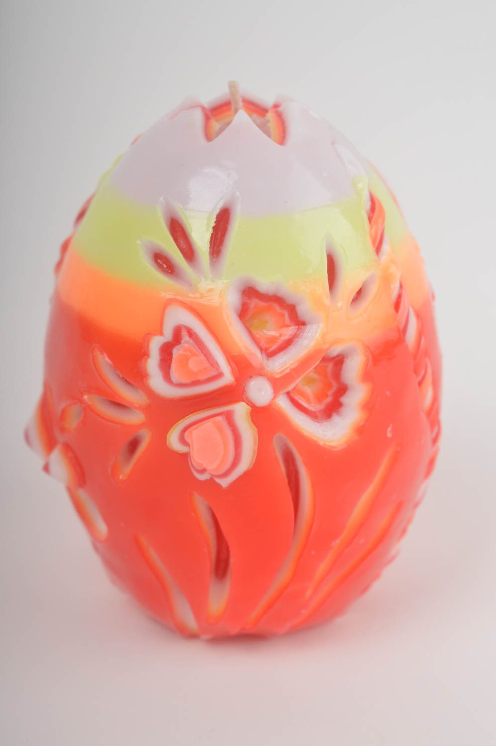 Red flower birthday candle Easter egg candle for home decor 4,33 inches 0,72 lb photo 2