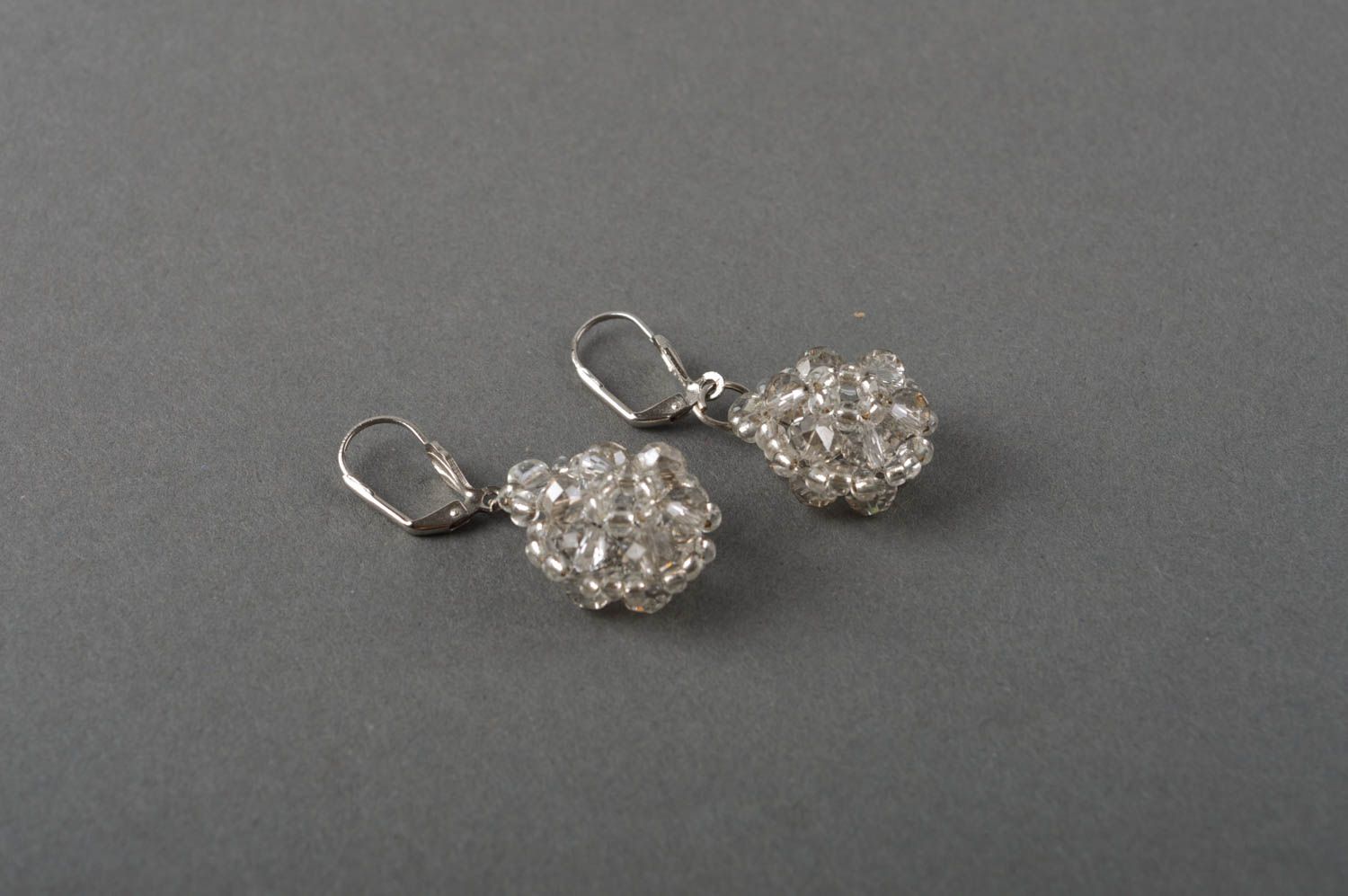 Handmade crystal earrings with charms evening jewelry handmade beaded accessory photo 3