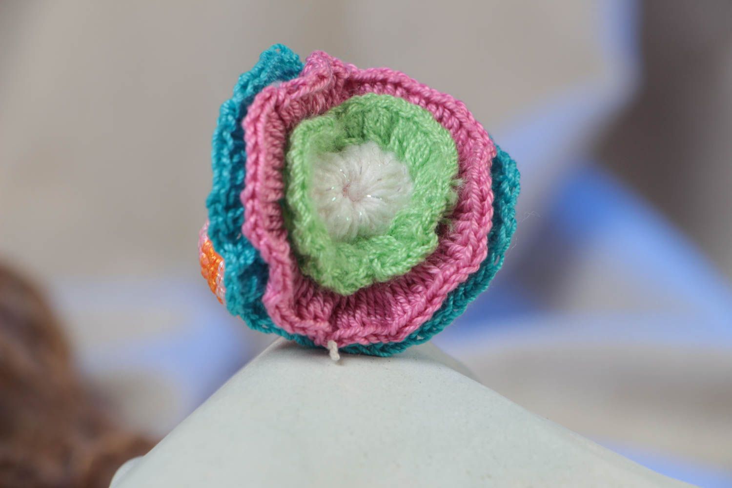 Flower scrunchy hand-crocheted scrunchies stylish hair accessories for girls photo 1