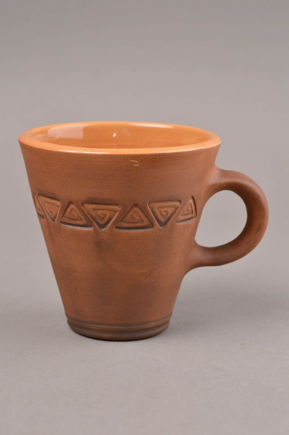 Небольшая керамическая чашка для кофе с орнаментом объемом 200 мл ручной работы фото 7
