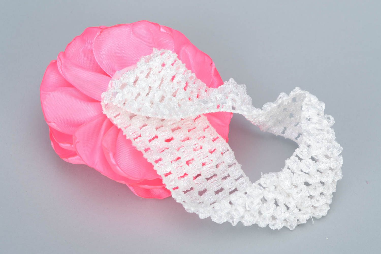 Originelles buntes Haarband mit Blume für Baby aus Atlas elastisch stilvoll handmade foto 5