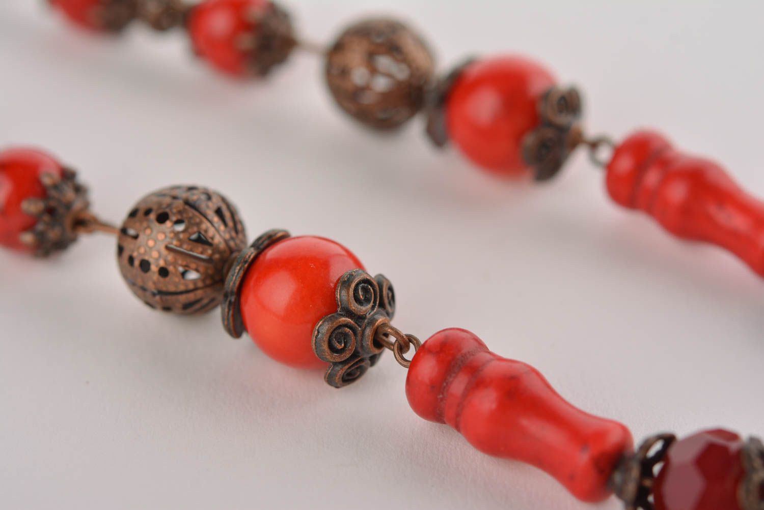 Unusual handmade metal necklace coral bead necklace beautiful jewellery photo 4