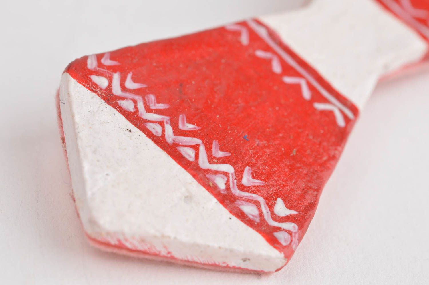 Handmade Brosche Schleife in Rot und Weiß Porzellan Schmuck Accessoire für Frau foto 5