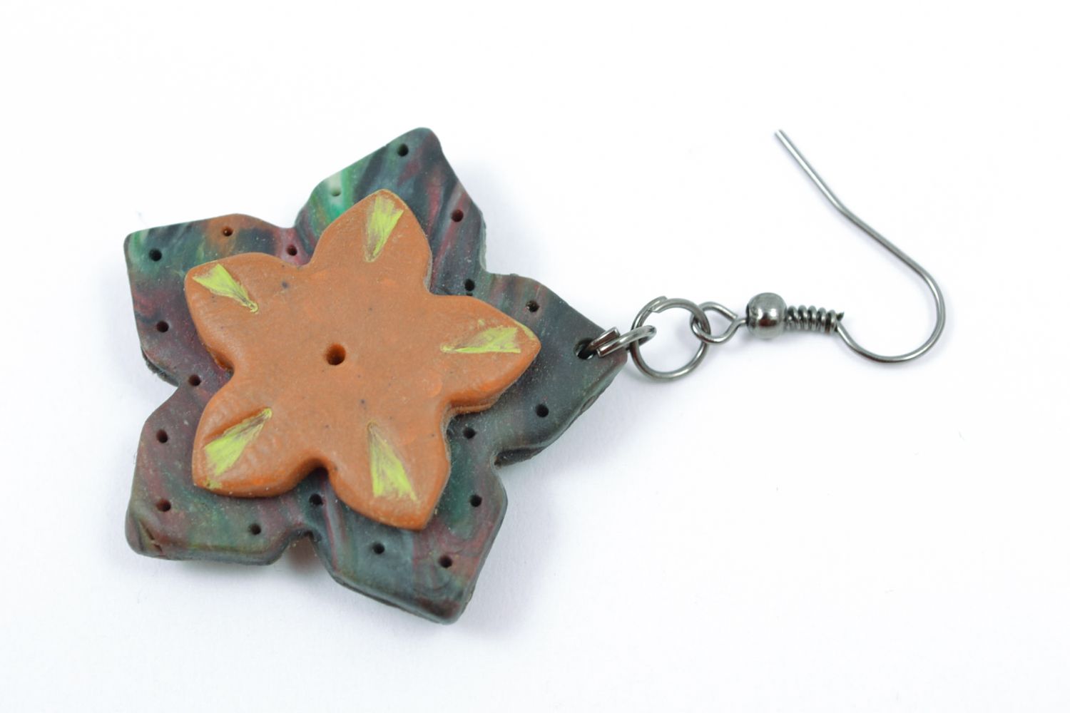 Designer polymer clay floral earrings photo 3