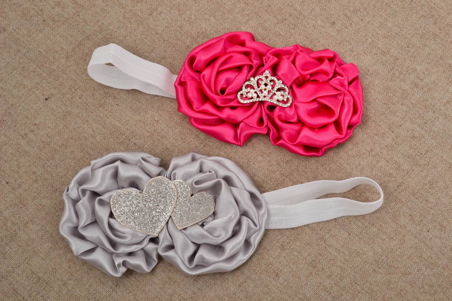 Unusual handmade flower headband hair ornaments 2 pieces gifts for her photo 1