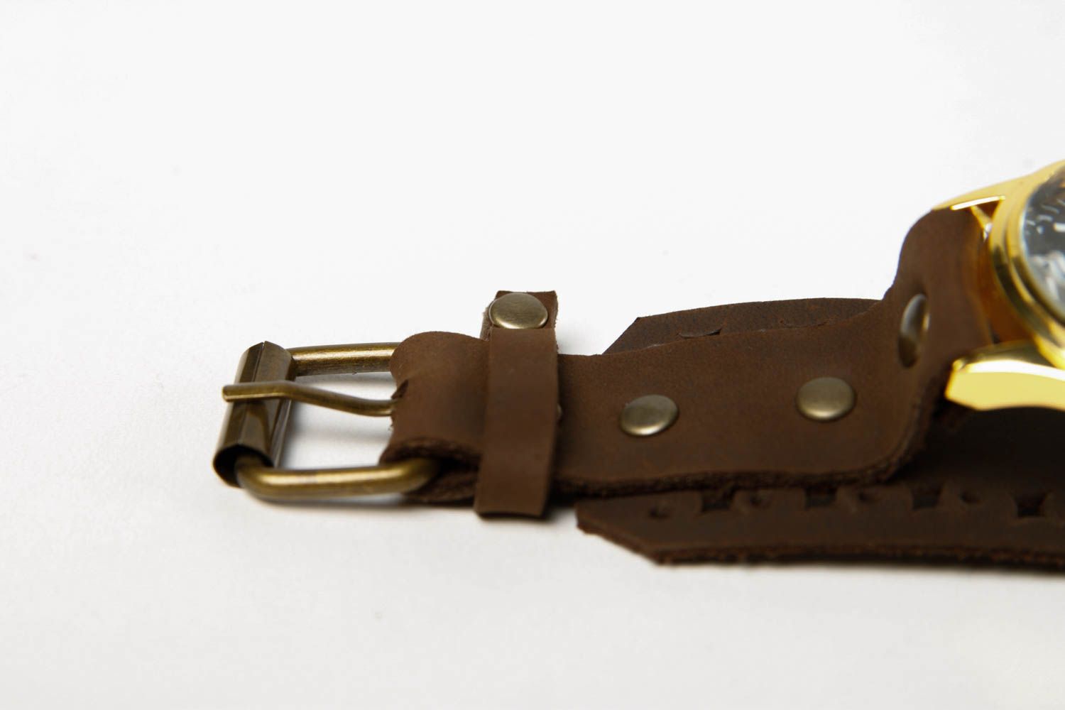 Bracelet cuir fait main Bracelet de montre design brun Accessoire en cuir photo 4