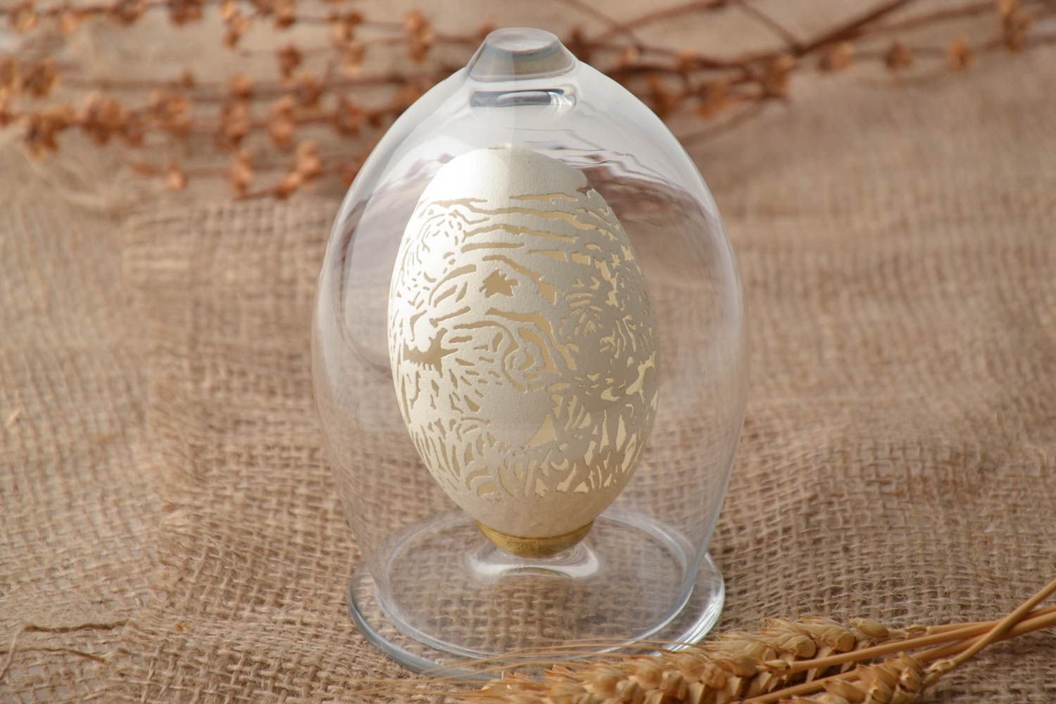 Гусиное яйцо с гравировкой изысканный декор для дома фото 1