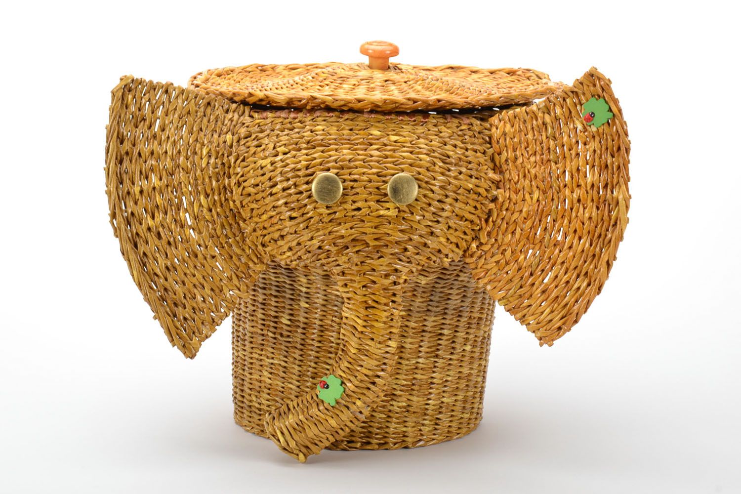 Woven basket with lid Elephant photo 5