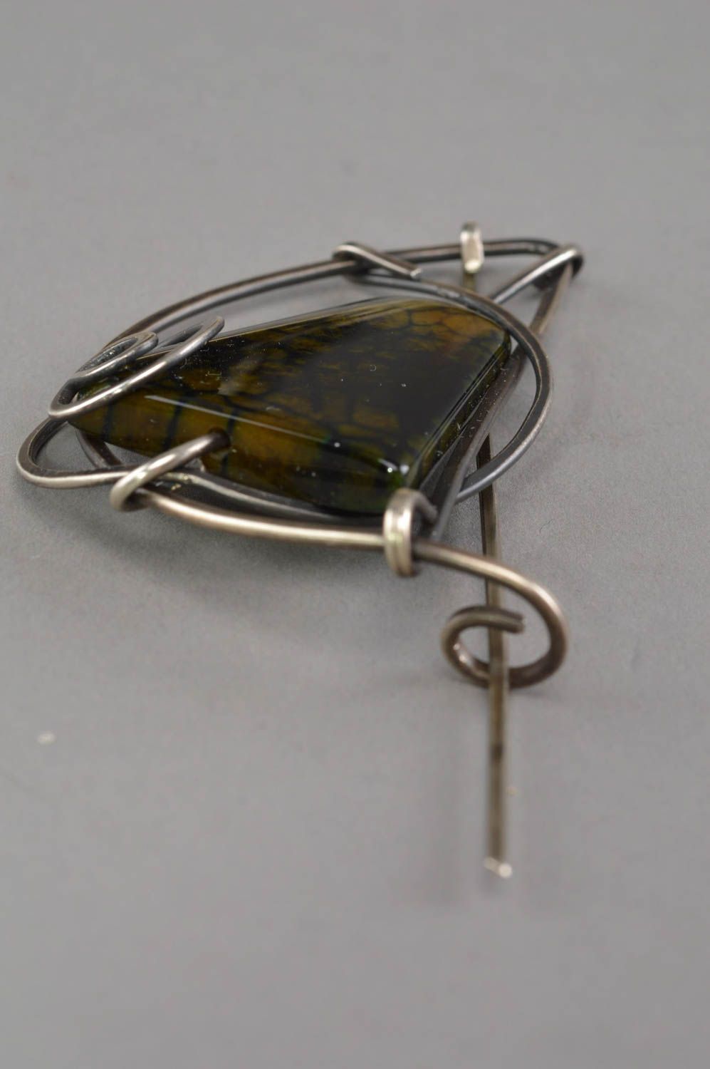 Handmade metal brooch pin designer jewelry gift idea for women  photo 4