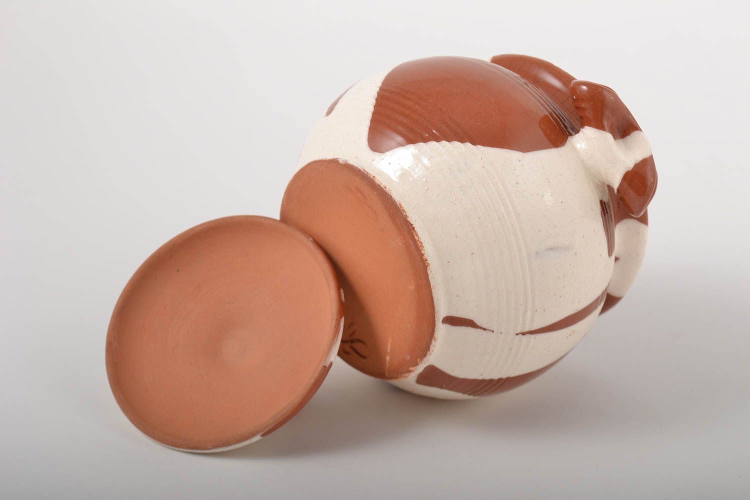 Handmade Tontopf mit Deckel Keramik Topf bemaltes Keramik Geschirr Topf aus Ton  foto 5