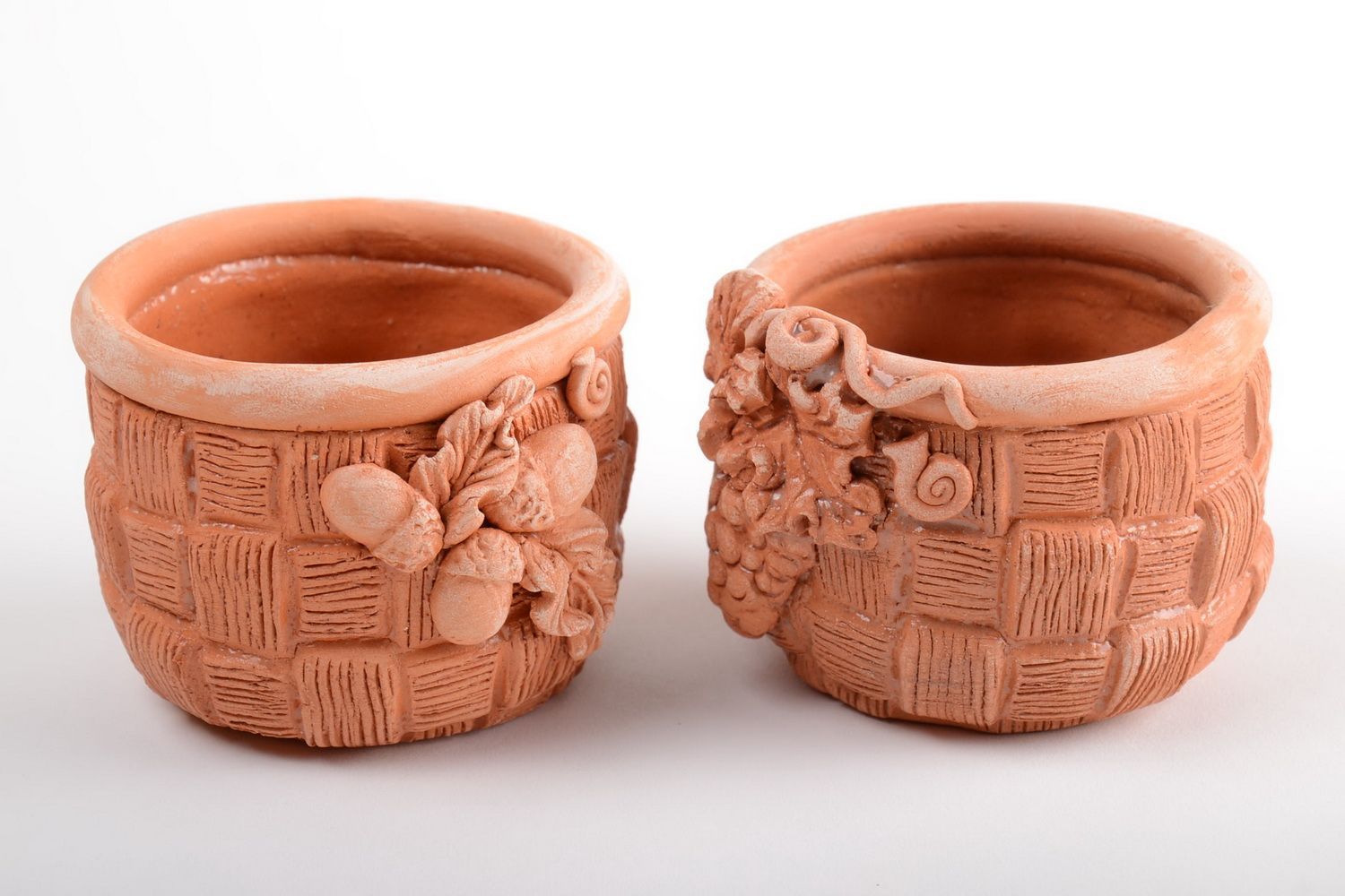 Pots à épices 2 pièces faits main en argile pour sel et poivre décoration photo 4