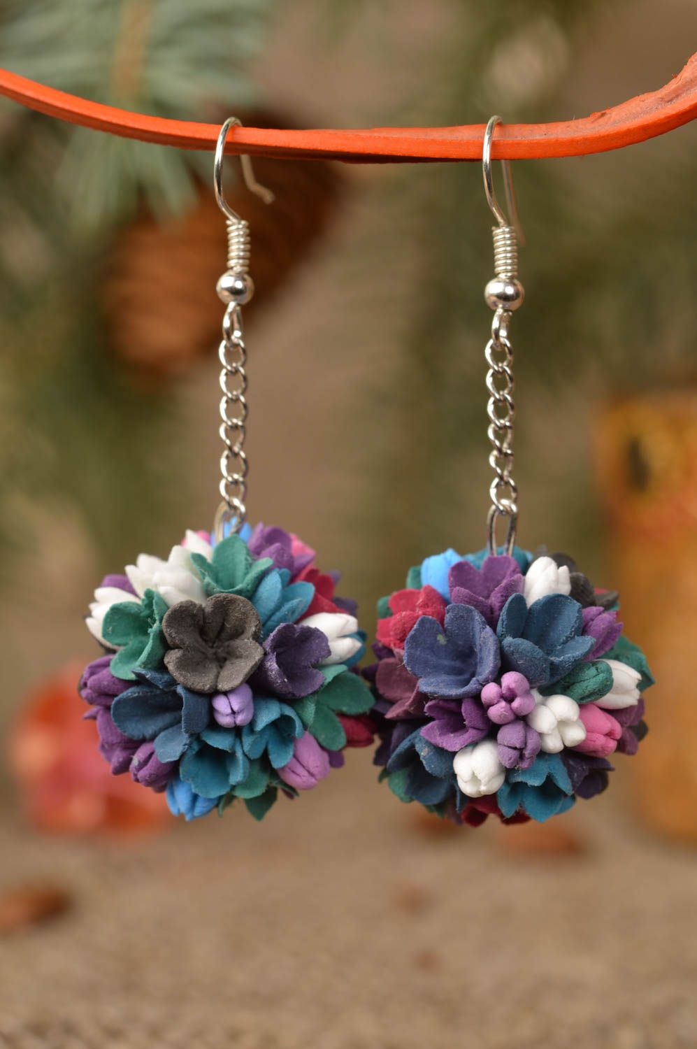Beautiful handcrafted polymer clay flower earrings designer jewelry for girls photo 1