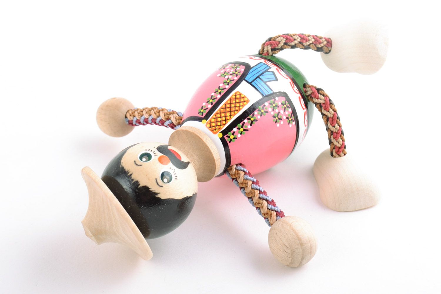 Little handmade unusual decorative wooden eco-friendly toy Boy doll for children photo 5