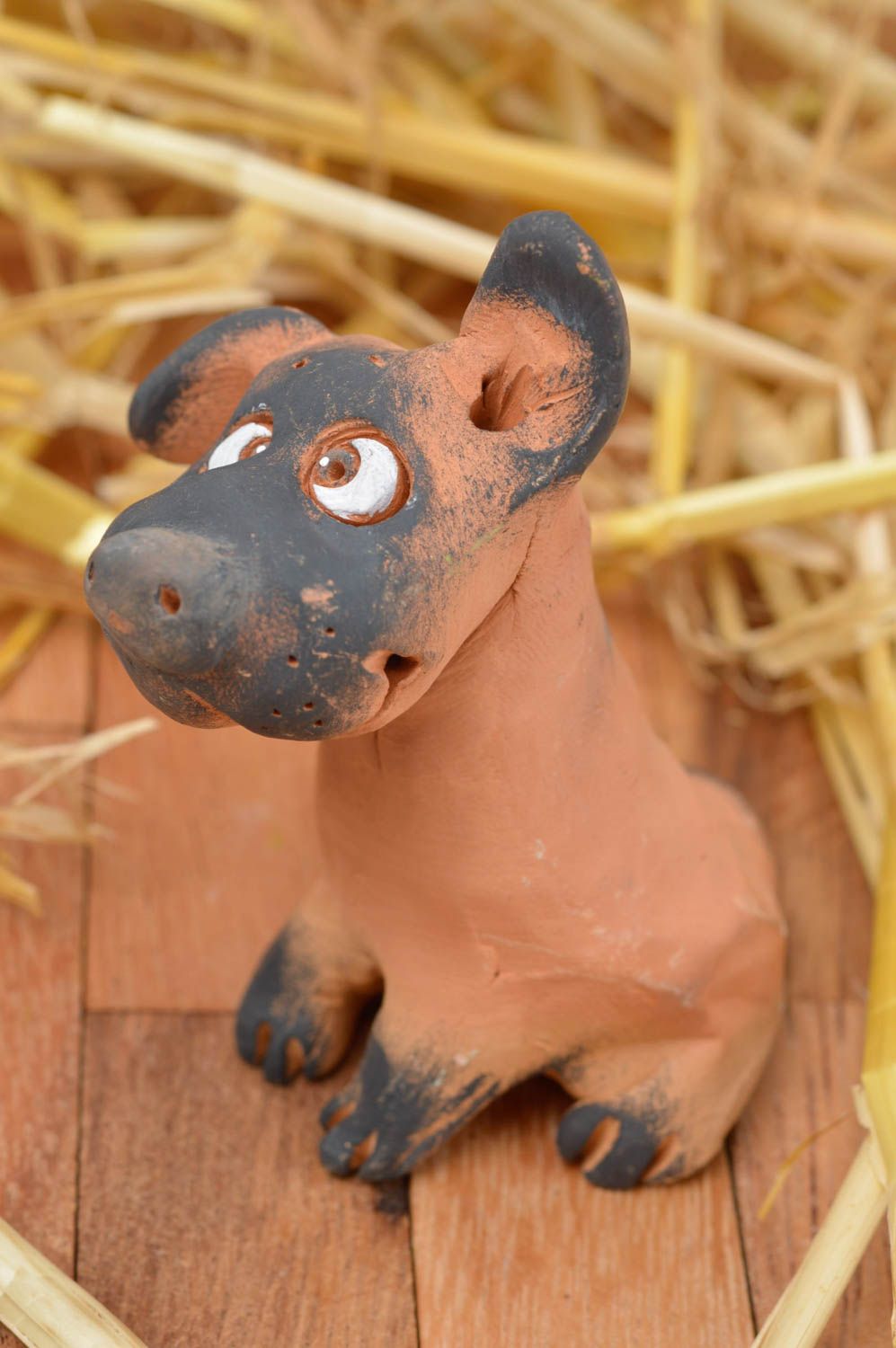 Статуэтка животного собаки ручной работы статуэтка для декора фигурка из глины фото 1