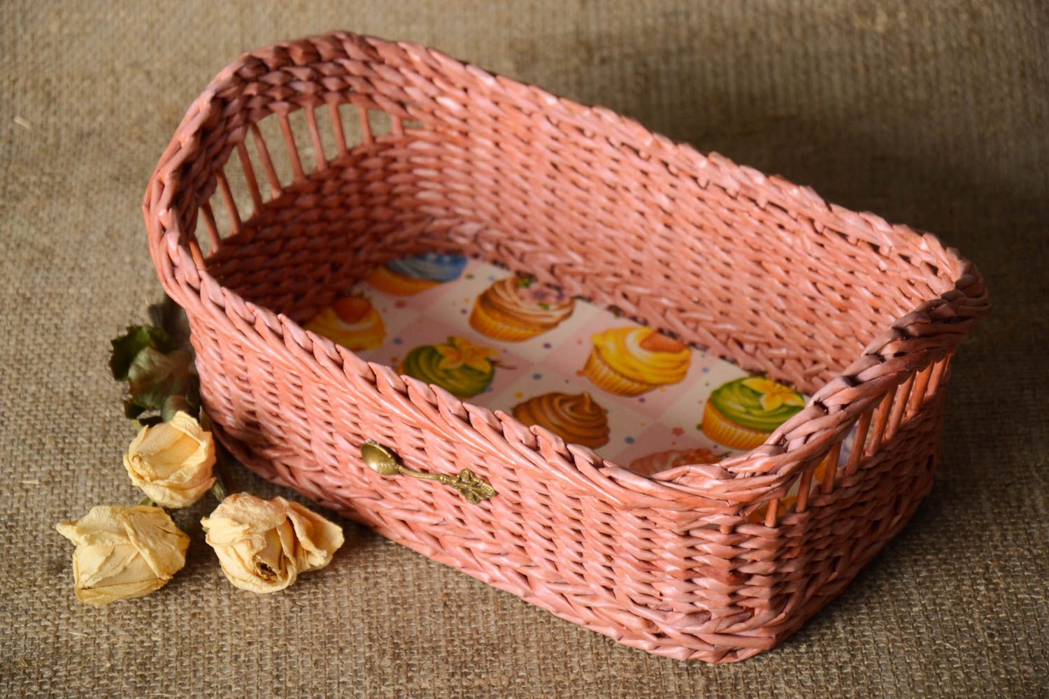 Stylish handmade woven basket paper basket newspaper craft kitchen design photo 1