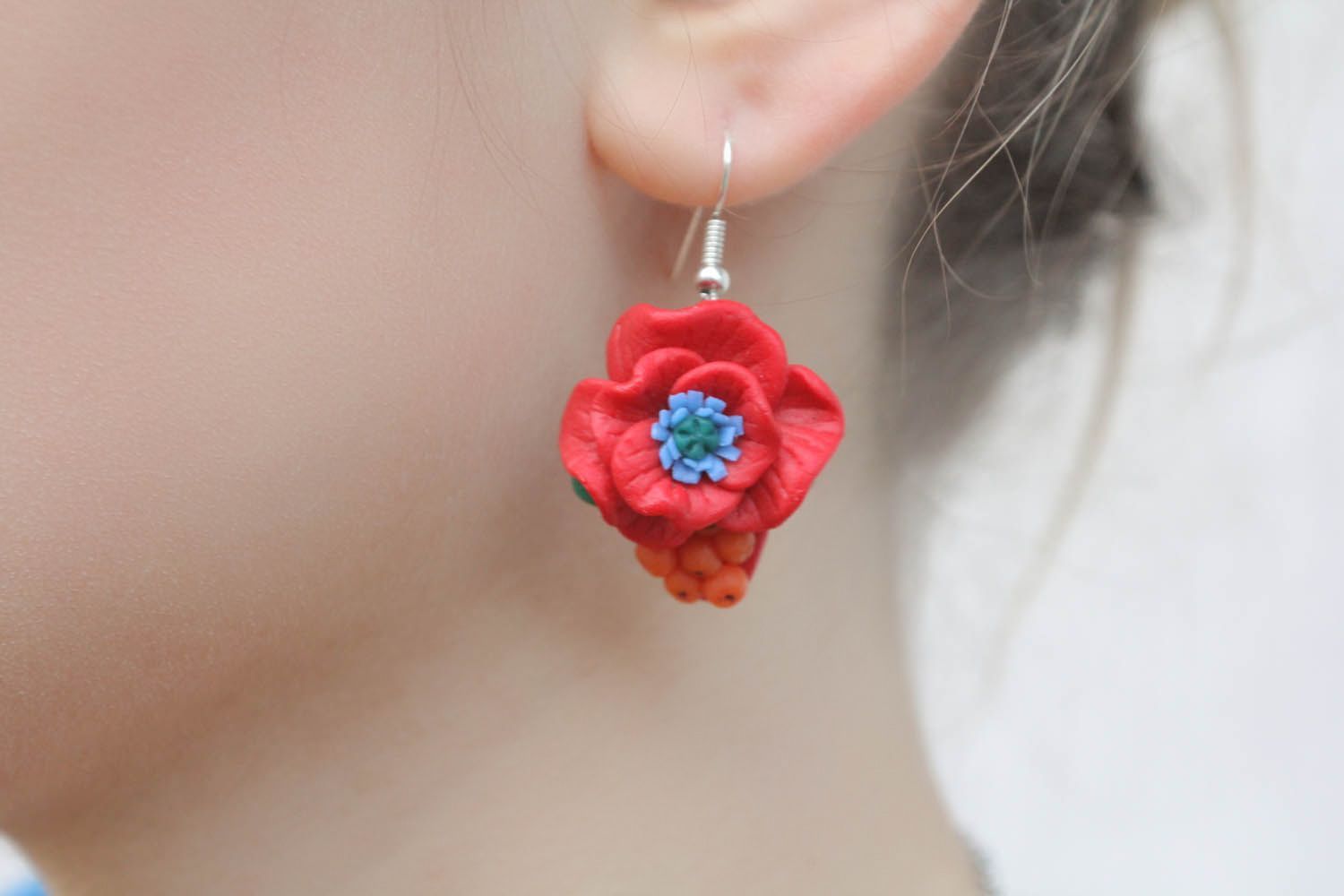 Beautiful earrings Poppies photo 5
