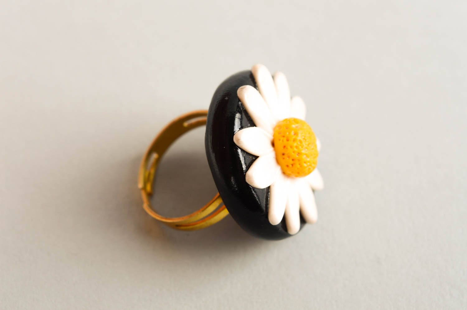 Handmade seal ring flower ring polymer clay designer jewelry fashion accessories photo 3